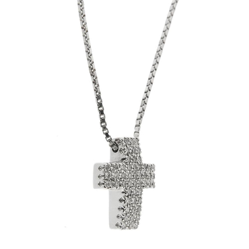 Collier Collier croix - Collier en or blanc 18 ct et diamants 58 Facettes 29901