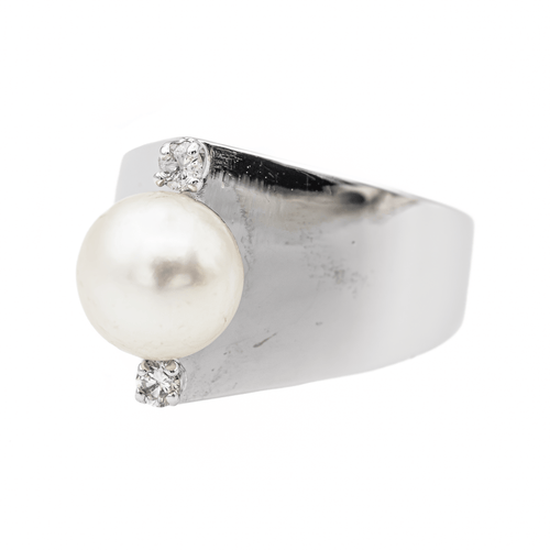 Bague 54 Bague Perle Or blanc Perle, Diamant 58 Facettes 2999434CN