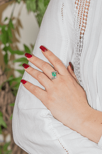 Bague 60 Bague Or blanc, Or jaune Emeraude, Diamant 58 Facettes 2999638CN