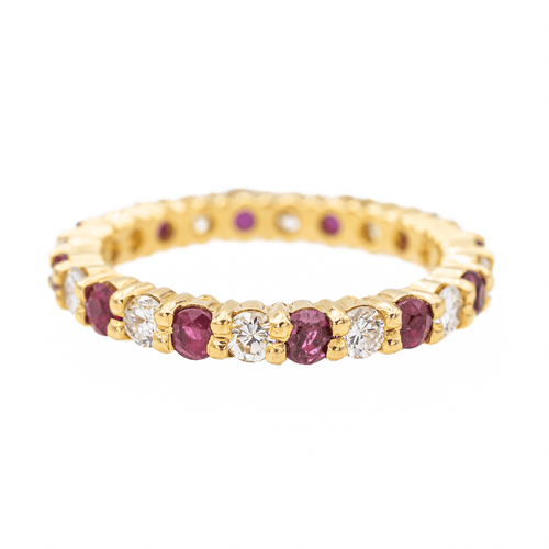 Bague 51 Bague Alliance américaine Or jaune Diamant, Rubis 58 Facettes 2999661CN