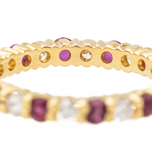 Bague 51 Bague Alliance américaine Or jaune Diamant, Rubis 58 Facettes 2999661CN