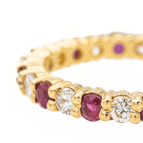 Bague 51 Bague Alliance américaine Or jaune Diamant, Rubis 58 Facettes 2999661CN