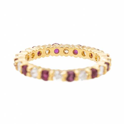 Bague 51 Bague Alliance américaine Or jaune Diamant, Rubis 58 Facettes 2999661CN