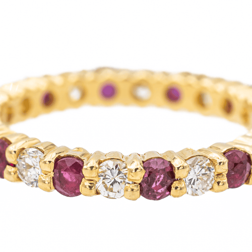 Bague 51 Bague Alliance américaine Or jaune Diamant, Rubis 58 Facettes 2999661CN