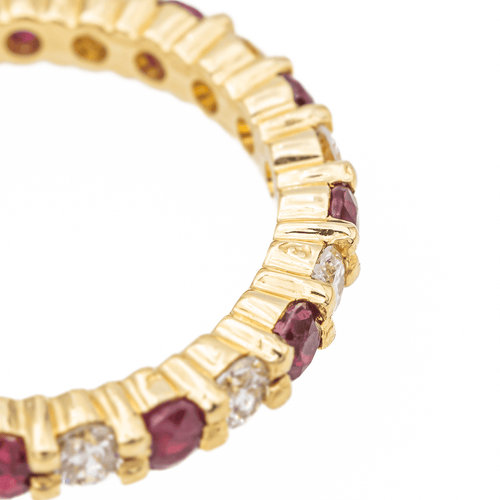 Bague 51 Bague Alliance américaine Or jaune Diamant, Rubis 58 Facettes 2999661CN