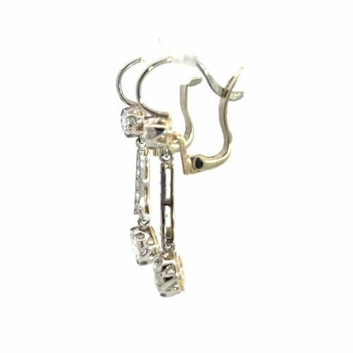 Boucles d'oreilles Style édouardien - Boucles d'oreilles pendantes en or jaune, platine et diamants 58 Facettes
