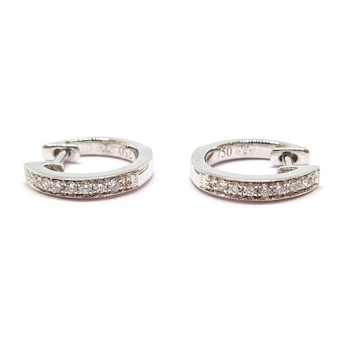 Boucles d'oreilles Boucles d'oreilles créoles or blanc diamants 58 Facettes
