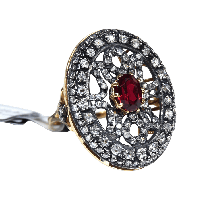 Bague 54 Bague Art Déco rubis diamants 58 Facettes