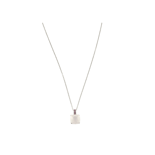 Collier Collier pendentif en or blanc 18 carats et quartz rose 58 Facettes BO/240024/