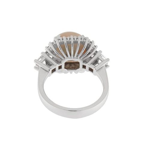 Bague 55 Bague en or blanc 750 avec corail et diamants 58 Facettes G3569