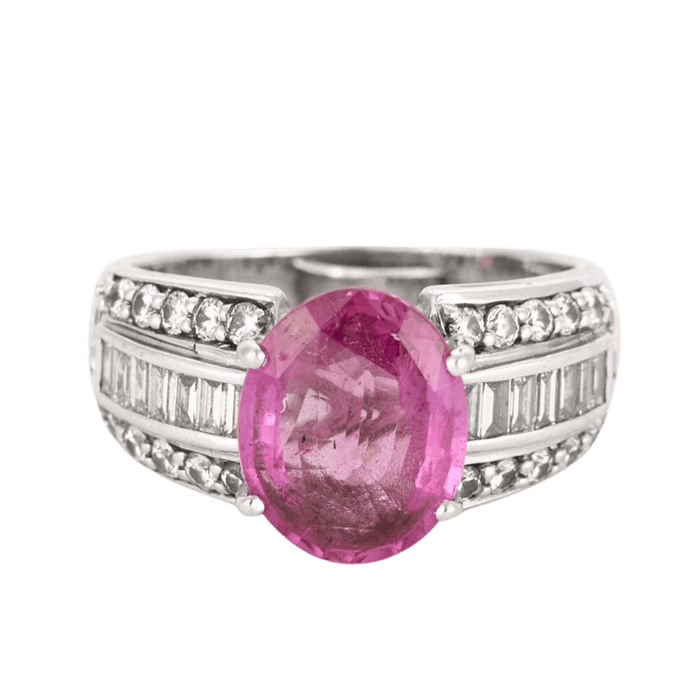 Bague 52 Bague en or gris, saphir rose et diamants 58 Facettes DV7242-5-52-1