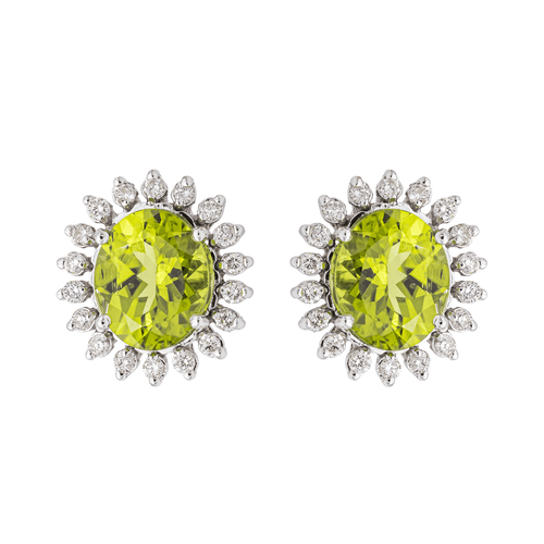 Boucles d'oreilles Boucles d’oreilles en or blanc 18 carats avec péridots et diamants 58 Facettes 3013258CN