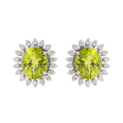 Boucles d'oreilles Boucles d'oreilles Or blanc Péridot, Diamant 58 Facettes 3013258CN