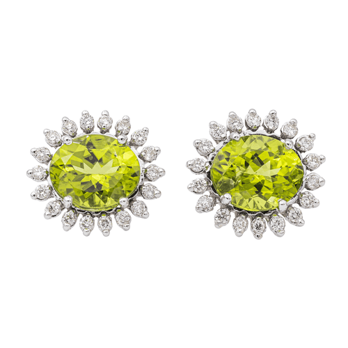Boucles d'oreilles Boucles d'oreilles Or blanc Péridot, Diamant 58 Facettes 3013258CN