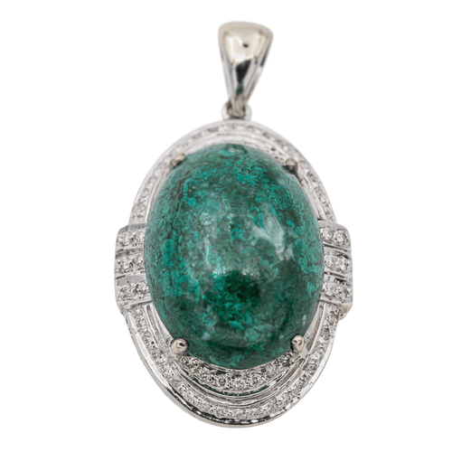 Pendentif Pendentif Or blanc Chrysocolle, Diamant 58 Facettes 3013259CN