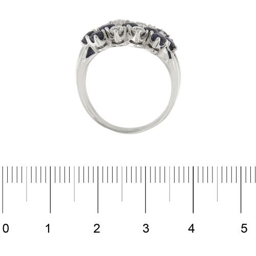 Bague 56 Bague rivière triple rang en or blanc 18 ct, diamants et saphirs 58 Facettes 30225