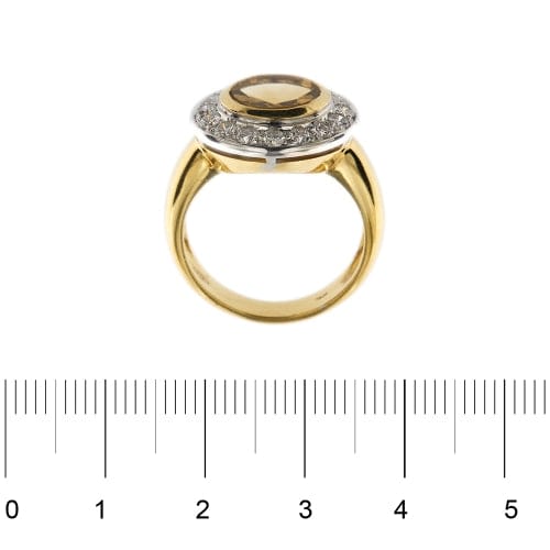 Bague 61 Bague en or jaune et blanc 18 ct avec citrine et diamants 58 Facettes 30269