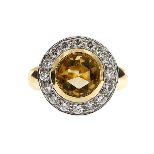 Bague 61 Bague en or jaune et blanc 18 ct avec citrine et diamants 58 Facettes 30269