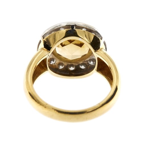 Bague 61 Bague en or jaune et blanc 18 ct avec citrine et diamants 58 Facettes 30269