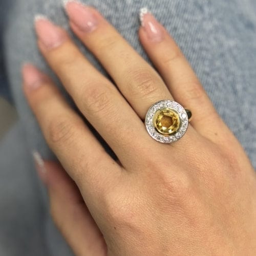 Bague 61 Bague en or jaune et blanc 18 ct avec citrine et diamants 58 Facettes 30269