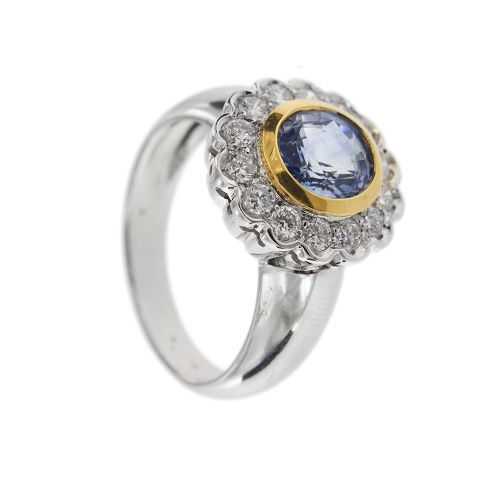 Bague 60 Squillo Margherita - Bague en or blanc et or jaune avec saphir et diamants 58 Facettes 30270