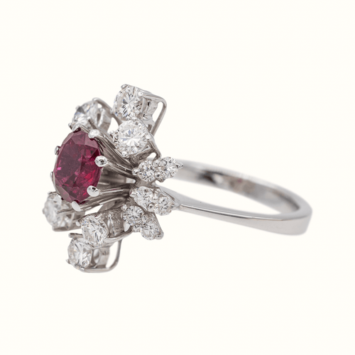 Bague 52 Bague Or blanc Rubis, Diamant 58 Facettes 3030088CN