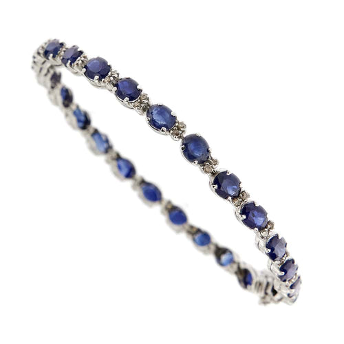 Bracelet Bracelet tennis en or blanc 18 kt avec saphirs et diamants 58 Facettes 30332