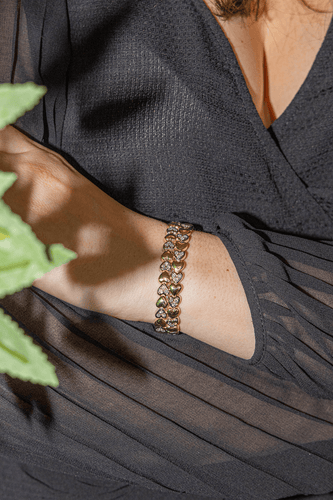 Bracelet Bracelet motifs cœur en or jaune et or blanc 18 carats et diamants 58 Facettes 3036216CN