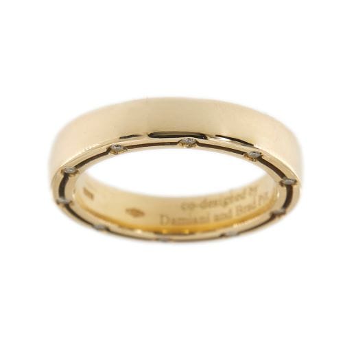 Bague 53 Damiani D-Side - Bague bandeau en or jaune 18 ct et diamants 58 Facettes 30363