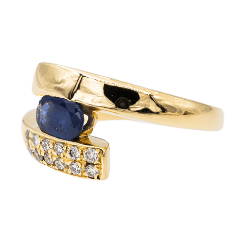 Bague 54 Bague en or jaune 18 carats avec saphir ovale et diamants 58 Facettes 3042857CN