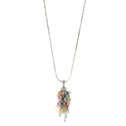 Collier Collier avec pendentif en or blanc 18 carats, perle et diamants 58 Facettes 30440