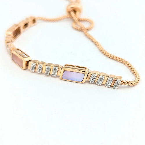 Bracelet Bracelet en or rose 18 carats serti de diamants et nacre 58 Facettes 30456