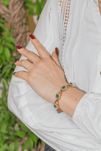 Bracelet Bracelet Or jaune Emeraude, Diamant 58 Facettes 3046562CN