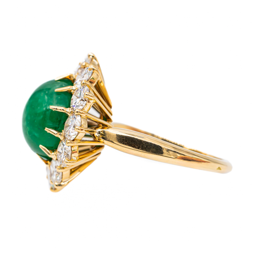 Bague 51 Bague marguerite en or jaune 18 carats émeraude et diamants 58 Facettes 3046564CN