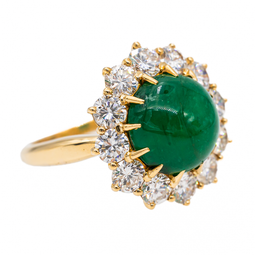 Bague 51 Bague marguerite en or jaune 18 carats émeraude et diamants 58 Facettes 3046564CN