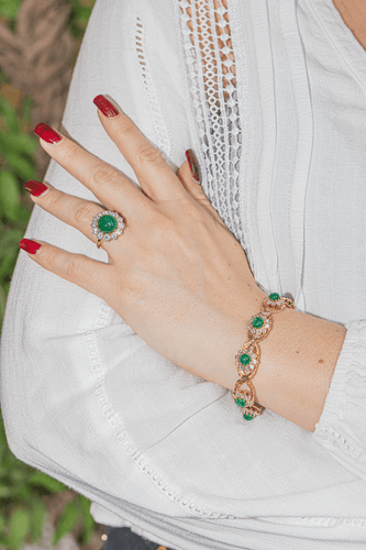 Bague 51 Bague Marguerite Or jaune Emeraude, Diamant 58 Facettes 3046564CN