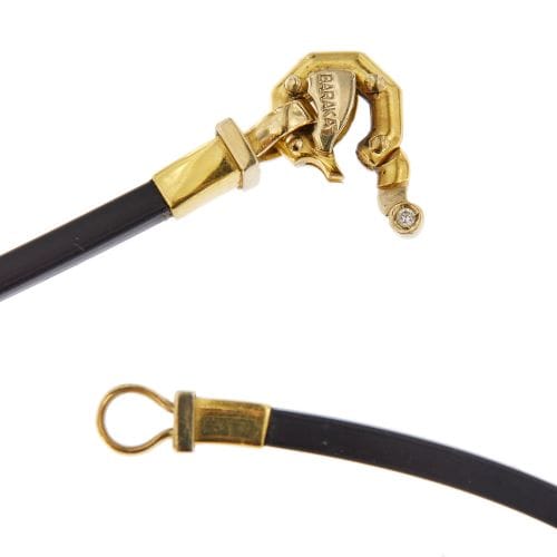 Collier Barakà - Collier en caoutchouc avec pendentif en or 18 kt et diamant 58 Facettes 39581