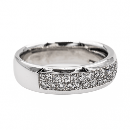 Bague 53 Alliance - Bague demi-alliance en or blanc 18 carats et diamants 58 Facettes 3054196CN