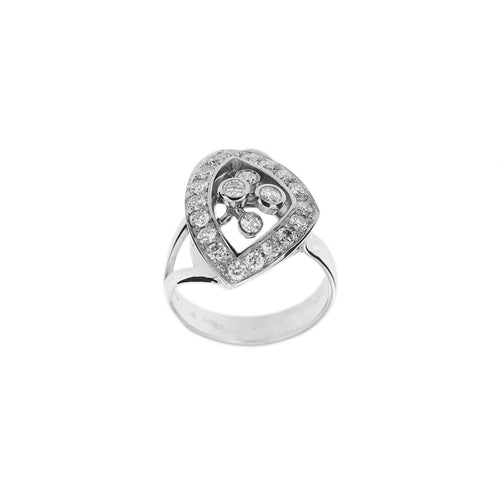 Bague 53 Bague triangulaire en or blanc 18 ct avec diamants taille brillant 58 Facettes 30674