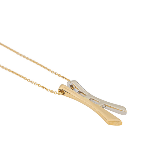 Collier Collier avec pendentif en or jaune et blanc 18 carats et diamants 58 Facettes 3073305CN