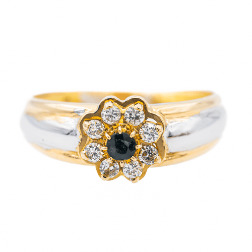 Bague 53 Bague Marguerite Or jaune, Or blanc Saphir, Diamant 58 Facettes 3079746CN