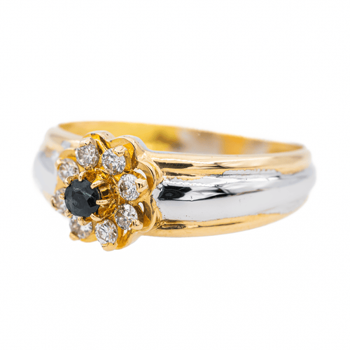 Bague 53 Bague marguerite en or jaune et or blanc saphir et diamants 58 Facettes 3079746CN