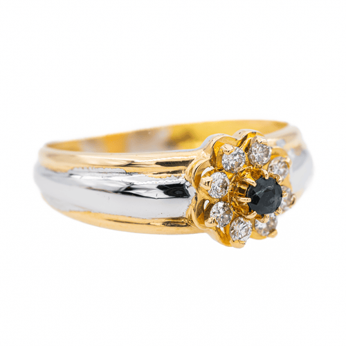 Bague 53 Bague marguerite en or jaune et or blanc saphir et diamants 58 Facettes 3079746CN