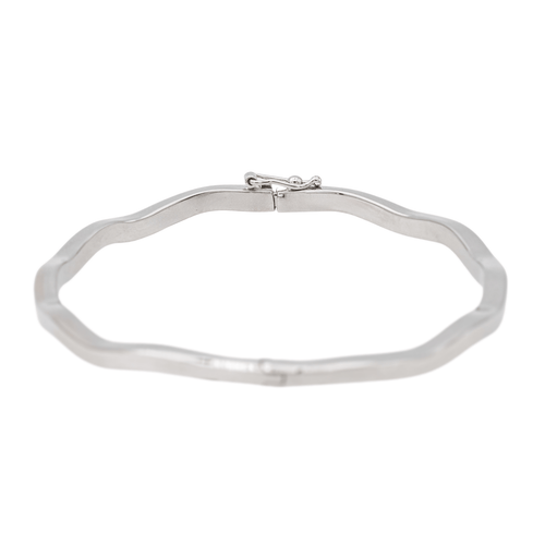 Bracelet Bracelet jonc fil carré motif ondulé en or blanc 18 carats 58 Facettes 3079888CN