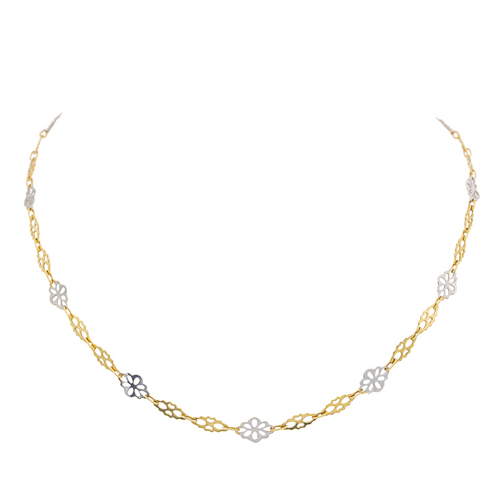 Collier Collier maille souple en or jaune et or blanc 18 carats 58 Facettes 3079892CN