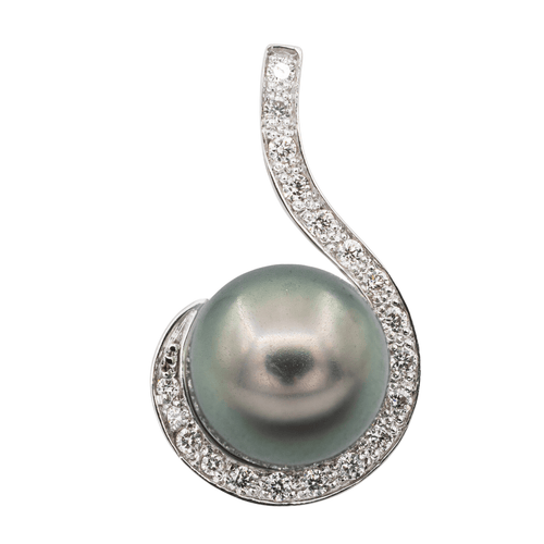 Pendentif Pendentif Or blanc Perle de tahiti, Diamant 58 Facettes 3079901CN