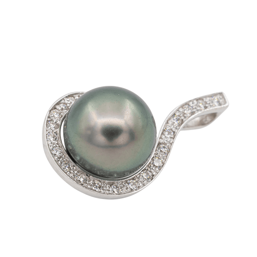 Pendentif Pendentif Or blanc Perle de tahiti, Diamant 58 Facettes 3079901CN