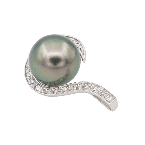 Pendentif Pendentif Or blanc Perle de tahiti, Diamant 58 Facettes 3079901CN