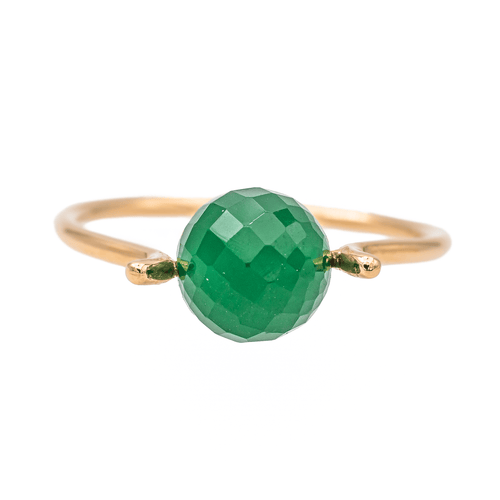 Bague 59 Bague en or rose 18 carats sertie d’une agate verte 58 Facettes 3083780CN
