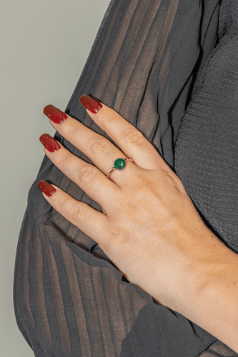 Bague 59 Bague en or rose 18 carats sertie d’une agate verte 58 Facettes 3083780CN